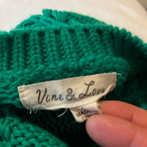 VINE & LOVE chunky knit sweater green women’s sz large St.‎ Patrick’s Day - Picture 6 of 8